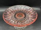 Vintage, Depression Glass, pink small pedestal cake plate, 4" high