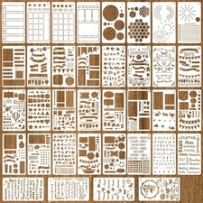 36Piece Journal Stencil Set for Bullet Journals, 4 x 7 Inch White-StyleA