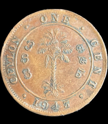 1943 CEYLON 1 CENT IN FINE-VF CONDITION (KM# 111a)