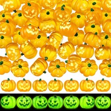 50Pcs Mini Resin Pumpkin Fall Halloween Miniature Luminous Pumpkin, Fear