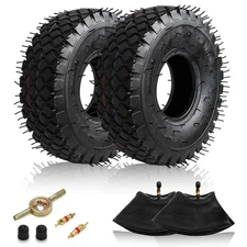 2 Set 4.10/3.50-4 Tire and Inner Tube with Bent Valve Stem Heavy Duty