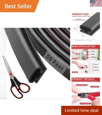 Robust 50 Feet Weather Sealing Strips - D-Shape Self-Adhesive for Home Comfort