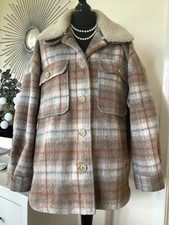 Giacca Pull & Bear beige panna con colletto in pile testurizzato taglia M 10/12