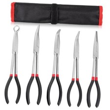 5Pcs Bent Nose Pliers 11 Inch Extra Long Needle Nose Pliers Set, Straight,