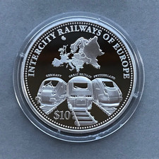 FIJI  Silver   10 Dollars  2012  Locomotive Railways  Proof