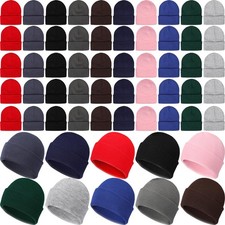 Suhine 100 Pieces Winter Beanies Knit Cuffed Hat Bulk Warm Beanie Cap for Men...