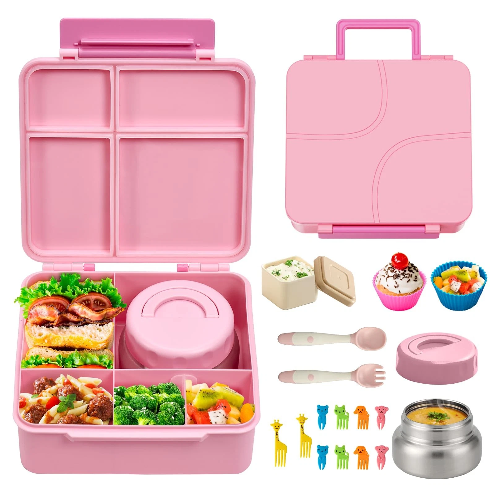 Bento Lunch Box with Leak Proof Thermos Food Jar for Kids, Food Lunch Contain...