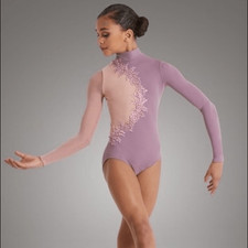 WEISSMAN solo Dance Costume long sleeve lavender MOCK NECK LEOTARD MT11439 LC