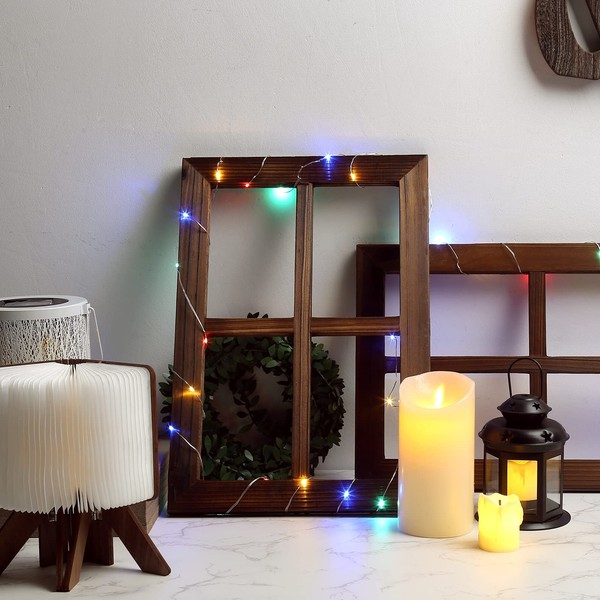 Wandfensterrahmen Vintage Holz Deko 40X28 Cm 2 StüCk Braun FüR Zuhause, Rustikal-image