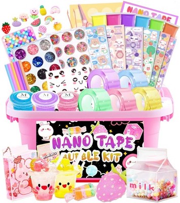 ZiZa Nano Tape Bubble Kit for Kids, Squishy Maker Small, Pink 