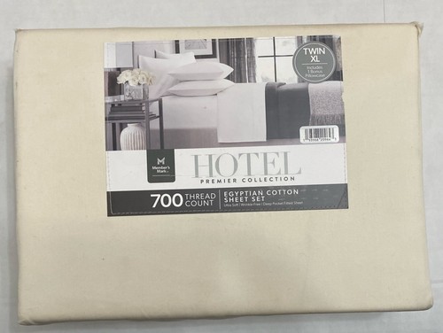 Egyptian Cotton Twin XL 4 Piece bed sheet set Ivory 700 Thread Count Member’s Mk - Picture 3 of 3