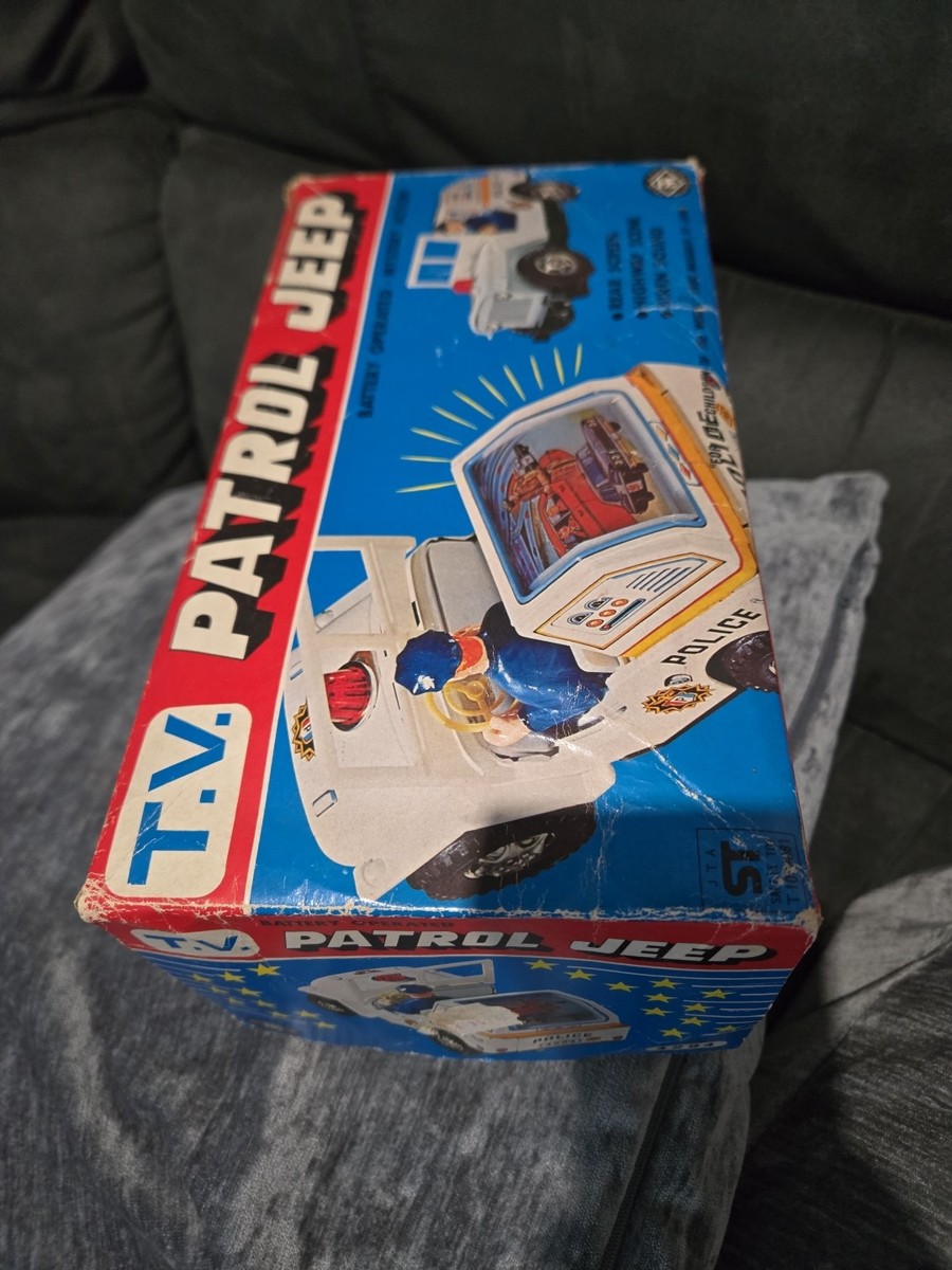 Modern Toys MASUDAYA Japan Tin TV PATROL JEEP Battery Vintage