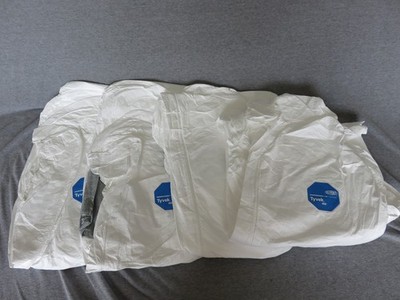 DUPONT TY122S WHITE TYVEK COVERALL BUNNY SUIT  Qty 5 All size Medium