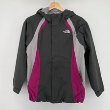 The North Face Girls HyVent Hooded Jacket Large 14 16 Gray Pink Waterproof