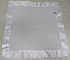 Little Unicorn Muslin Solid White Baby Security Blanket satin trim