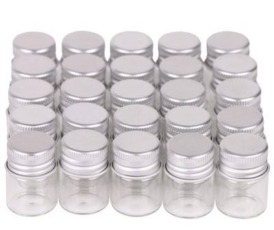 MaxMau 100 Sets Small Glass Bottles with Aluminum Cap Screw Top Lids