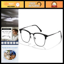 Blue Light Blocking Glasses for Men, Metal Browline, Gaming  Computer Use