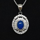 World Class 2.05ctw Blue Opal & White Sapphire Baguette 925 Silver Pendant — photo 1
