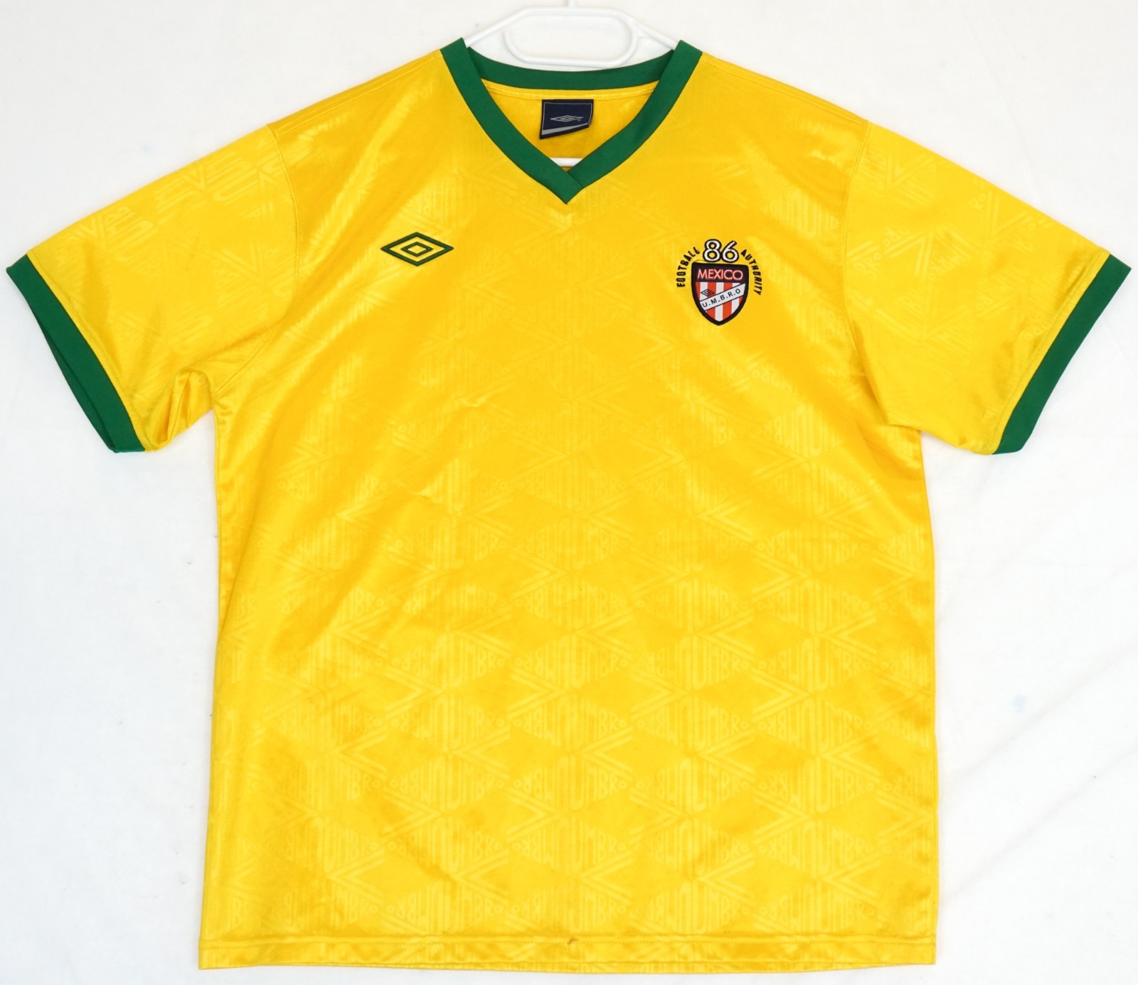 Vintage Umbro Mexico Football Authority 86 Yellow Jersey Men's M