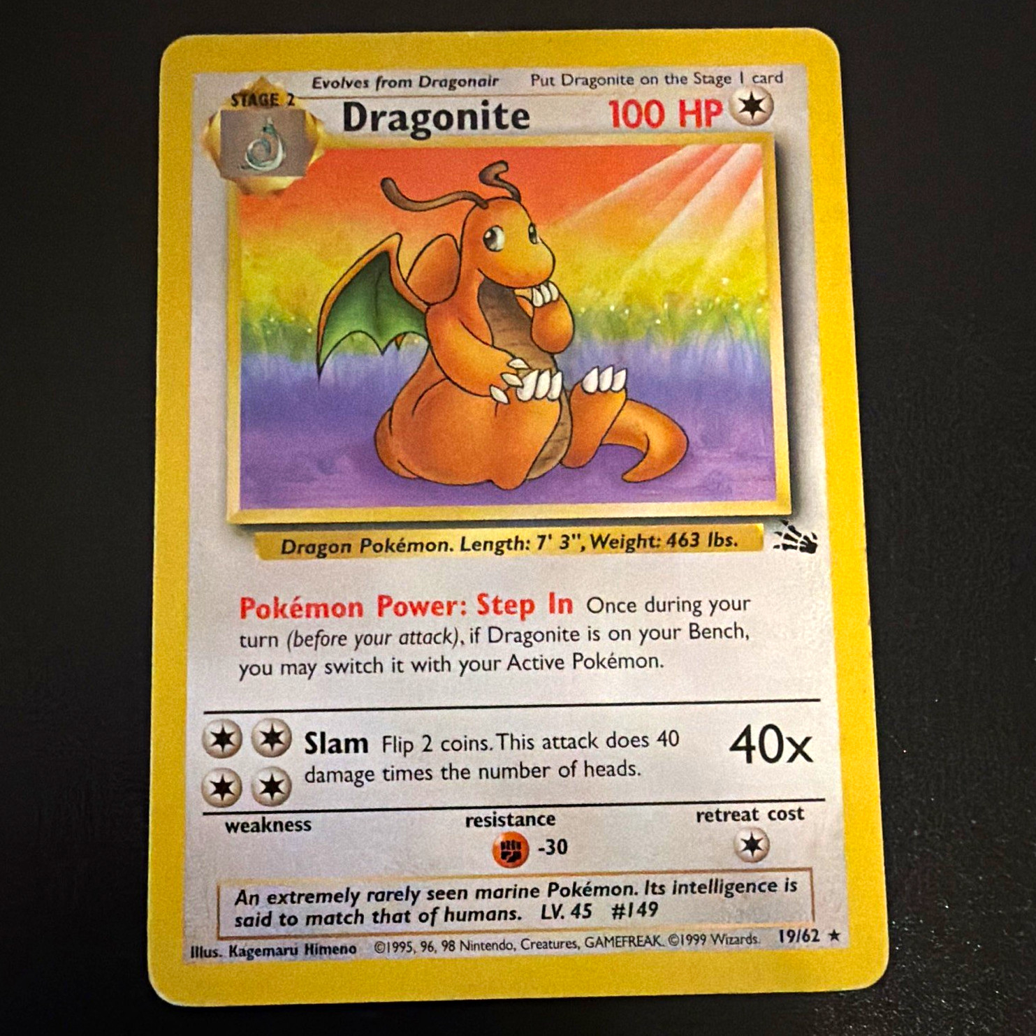 Pokémon TCG Dragonite 19/62 Fossil Unlimited Regular English Wizards