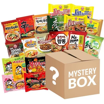 VARIOUS KOREAN BRANDS (NONGSHIM, SAMYANG, OTTOGI, PALDO) Korean Ramen Mystery Box 4-20 Pack Variety Bundle + FREE Snack Gift
