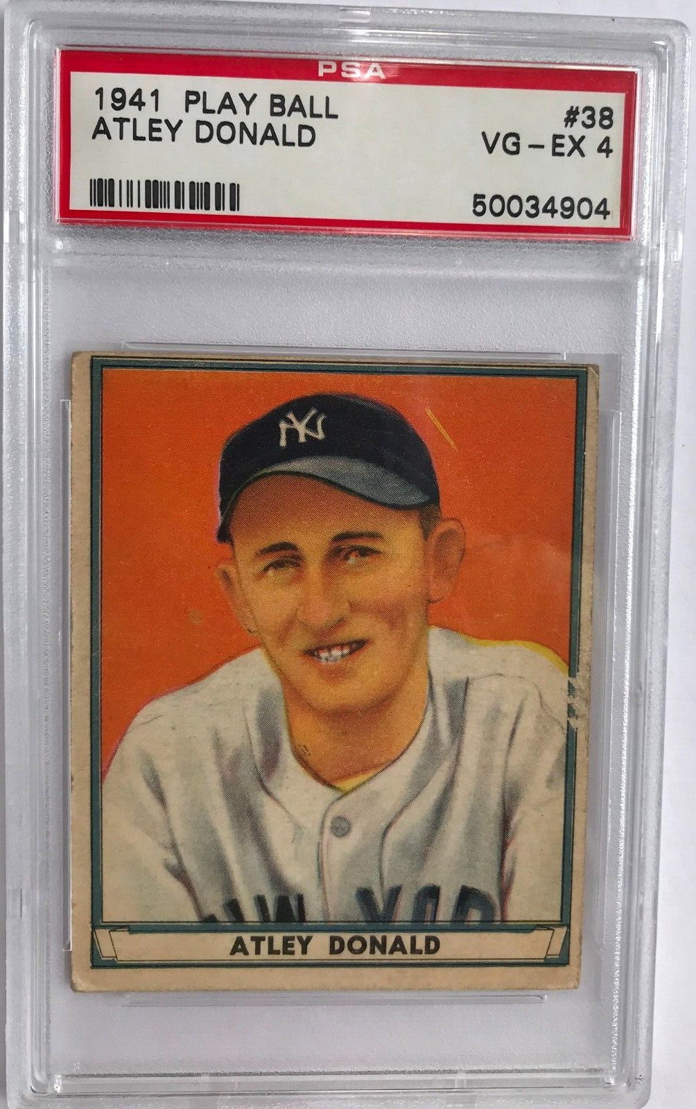 1941 Play Ball BB Card # 38 Atley Donald PSA4 VG-EX