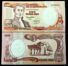 Colombia 100 Peso 1991 Banknote World Paper Money UNC Currency Bill Note