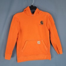 Carhartt Boys Hooded Pullover Sweater Long Sleeve Orange Size M
