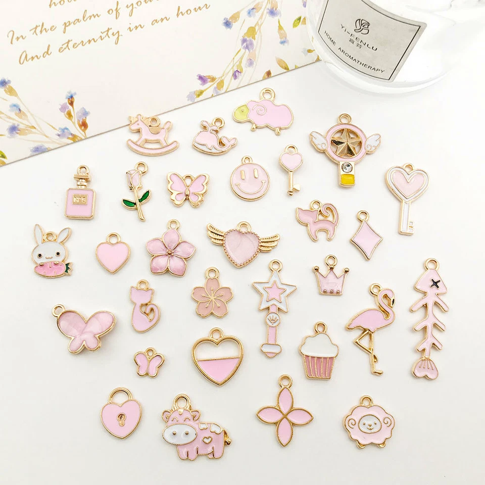 30 Piezas Mezcla Lindo Esmalte Dijes Colgante Hágalo Usted Mismo Pulsera Collar Para Hacer Joyas Foto 4 de 4