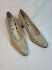 Vintage Van Eli Tan Taupe Leather Pumps Low Heel 6.5 M Made In Spain Mid High