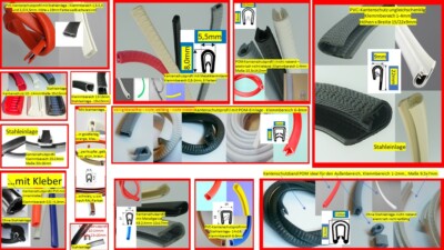 0,5-24 Kantenschutz Keder POM selbstklebend PVC Gummi Stahl Klemm Profil PVC