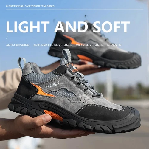 Breathable Men's Work Shoes Steel Toe Anti Smash Safety Boots Fashion Sneakers - Picture 2 of 24