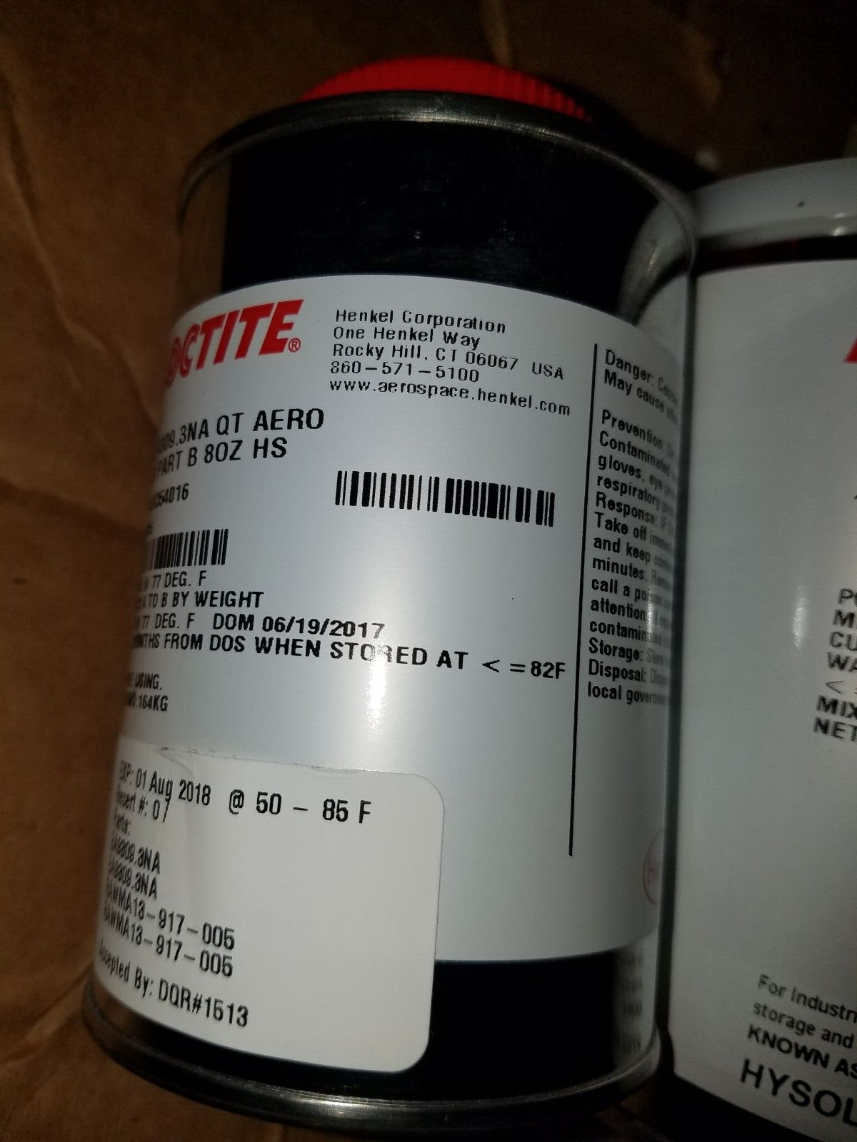 Loctite EA9309.3 NA AERO Epoxy Paste Adhesive QT EXPIRED 08/01/2018