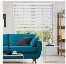 Sheer Modern Biltek Zebra Roller Blinds White 68" x 72"