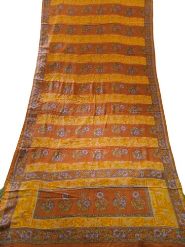 Pure Crepe Silk Saree 100% Silk Sari Indian Vintage Printed Fabric PCSS2552 - Picture 4 of 8