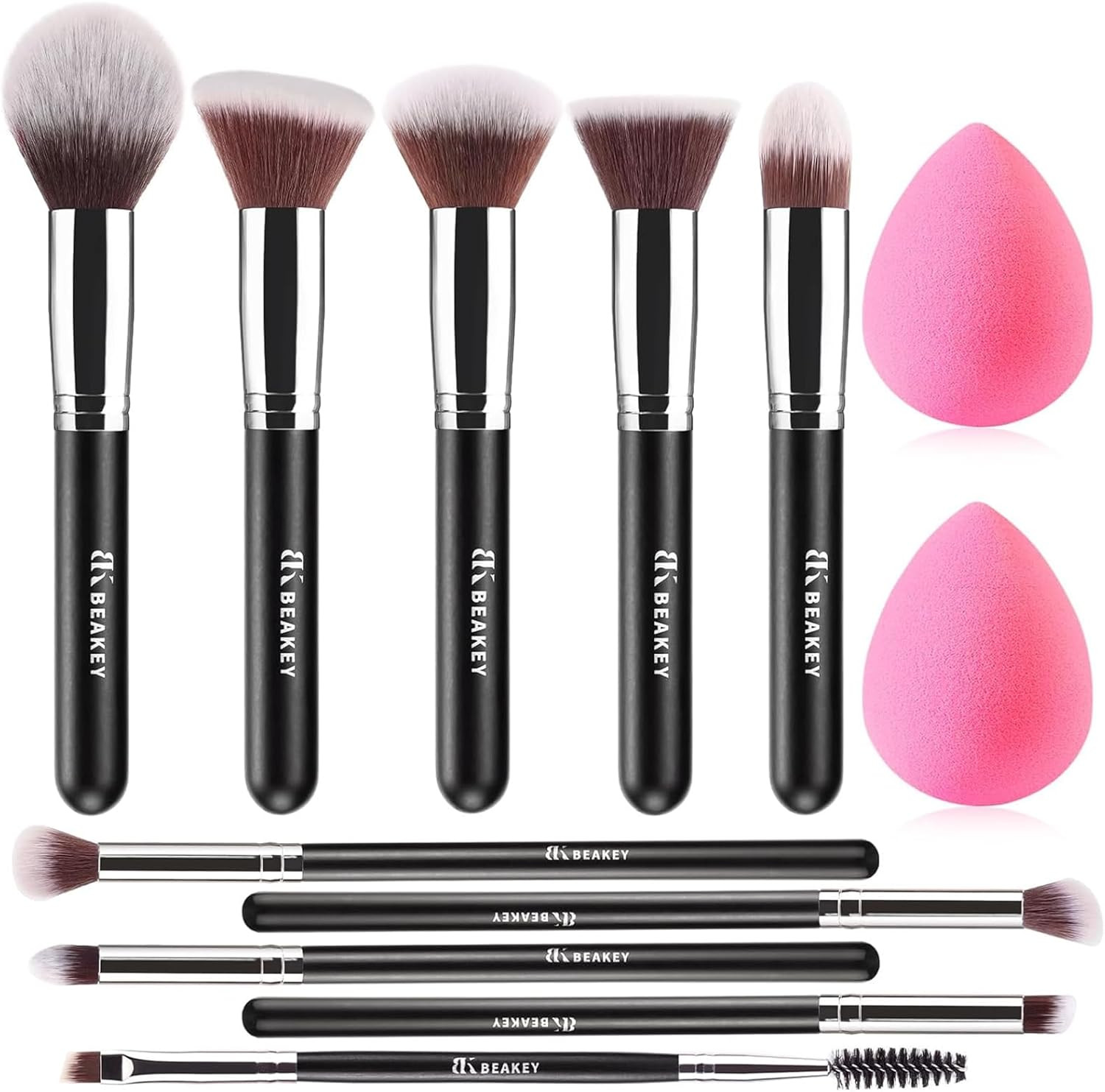 BEAKEY Diversity Make up Brushes 12Pcs Makeup Kit, Premium Synthetic Kabuki Foun