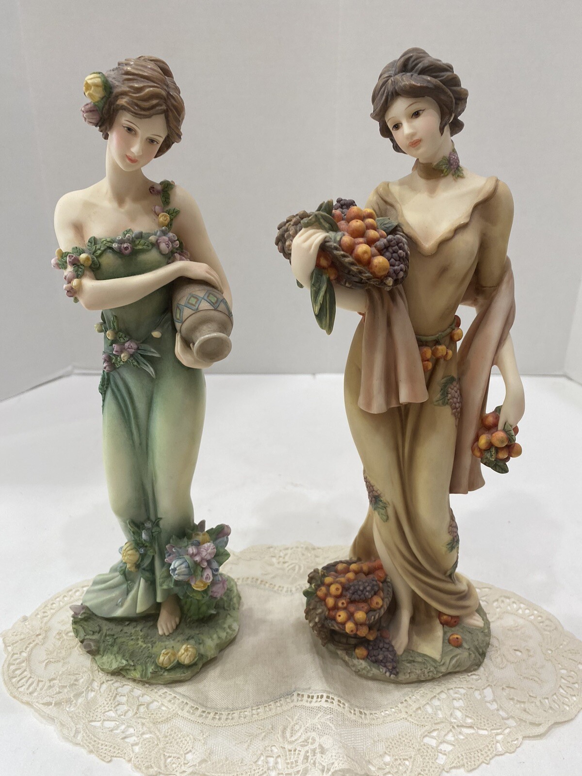 Vintage Home Interior Figurines Seasons Autumn & Blossom Goddess Ladies