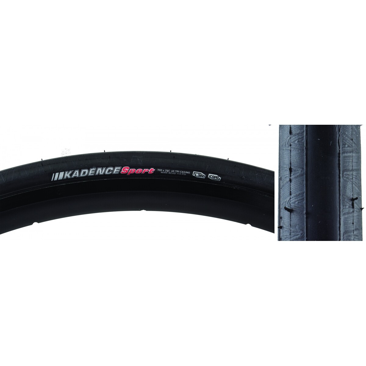 Kenda Kadence Sport 700x25 Wire TPI 110 Black/Черная светоотражающая дорожная шина