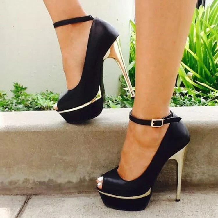 Peep toe ankle strap hotsell platform heels
