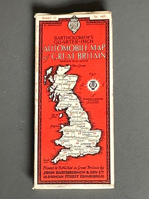 Dissected Bartholomew's  1/4  Inch Cloth Map, No:17, Cardigan -Cardiff, 1929