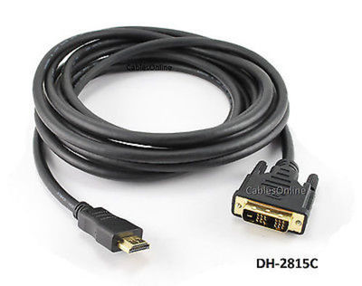15ft DVI-D Male to HDMI Male Single Link Monitor Cable, CablesOnline DH-2815C