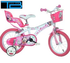 Bici Bambina 16'' Minnie Dino Bikes con Stabilizzatori- Cestino- Porta Bambole