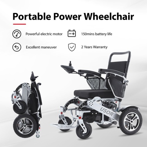 【Premium】Portable Folding Electric Wheelchairs Travel Power Wheelchair