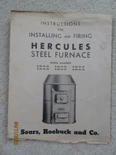 Vintage Instruction Manual, Hercules Steel Furnace from Sears, Roebuck and Co.