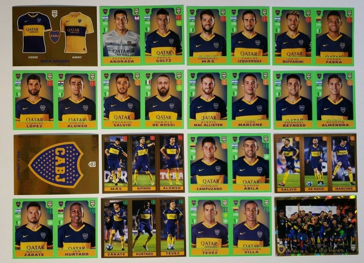Juego de 16 pegatinas equipo Boca Juniors Argentina - Panini FIFA 365 2020