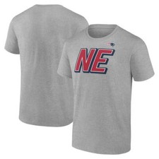 New England Patriots NFL Men's Gray Team Logos Short Sleeve T-Shirts Tee: LARGE