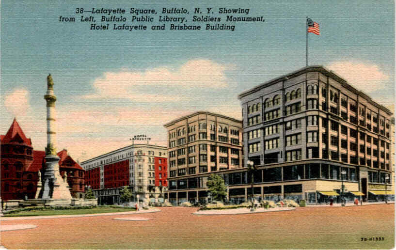 Lafayette Square, Buffalo, N. Y., Buffalo Public Library, Soldiers Postcard