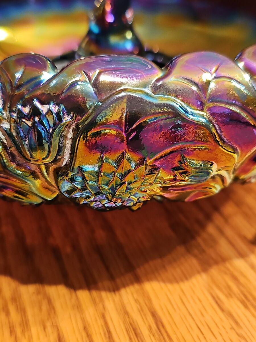 Fenton 1993 手描き冬の風景皿 RARE BRANDNEW Fenton Waterlily Bowl & Sept Mom Nymph Set