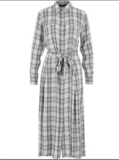 Ralph Lauren shirt dress midi plaid twill grey uk 8