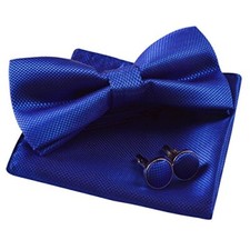 Mens Solid Color Mini Squares Formal Banded Pre-tied Bow Ties, 054-royal Blue